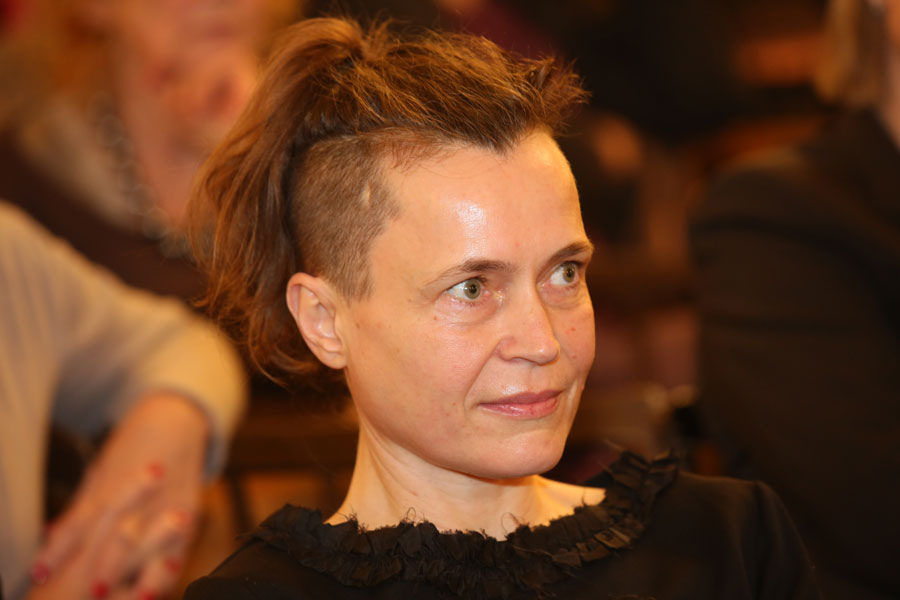 Close portrait of Susanne Kirchmayr, who performs as Electric Indigo, at an event in Vienna in 2015