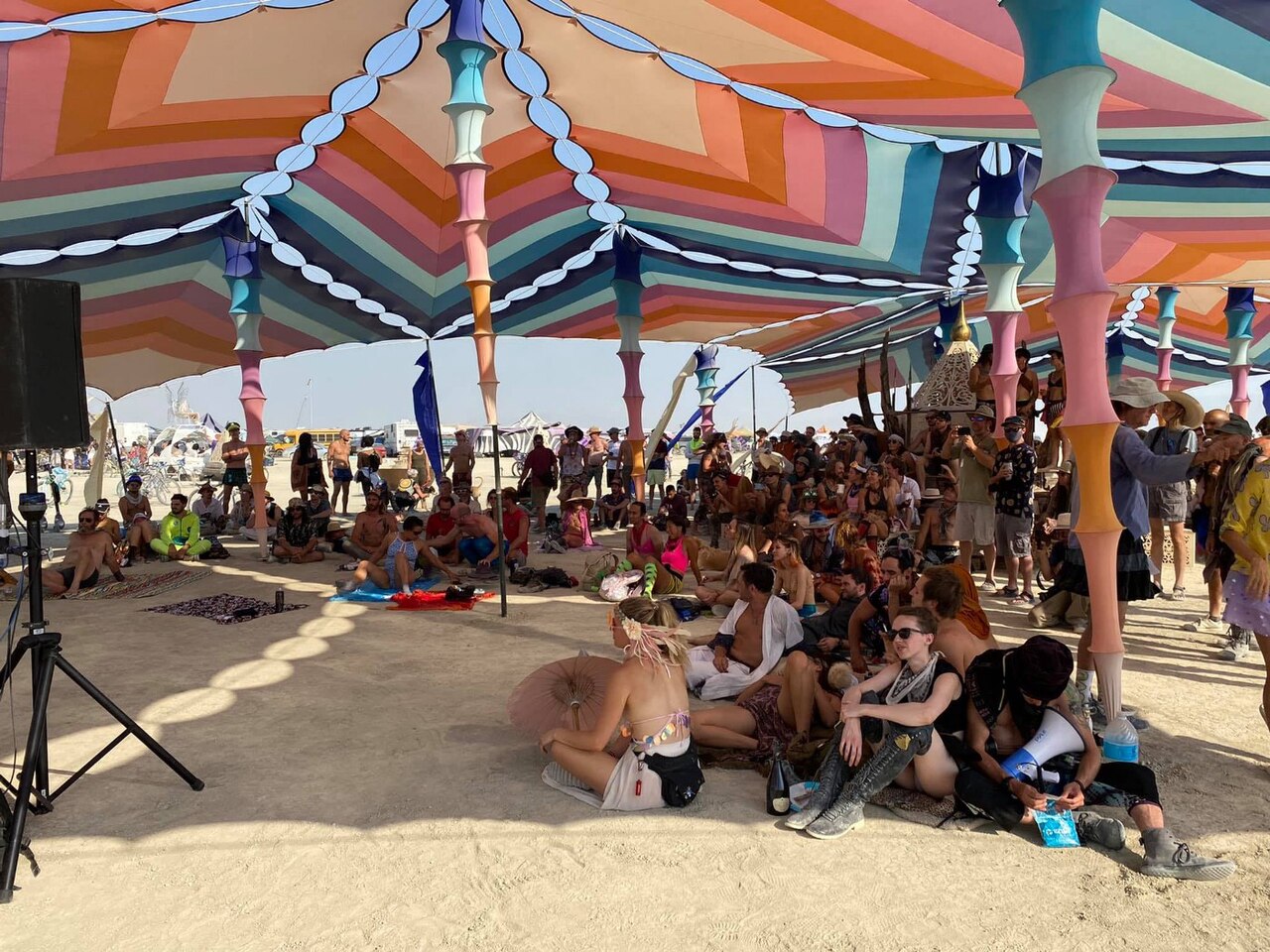 The Temple structure at Burning Man, a wooden architectural space where participants leave written remembrances before it is burned on the event's final night.