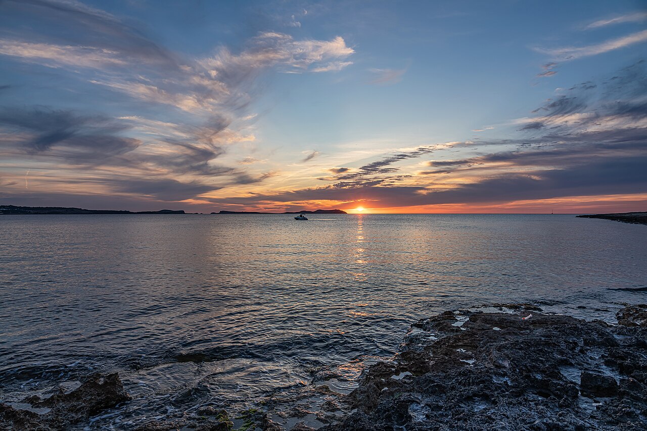 Sunset over San Antonio, Ibiza, near Café del Mar