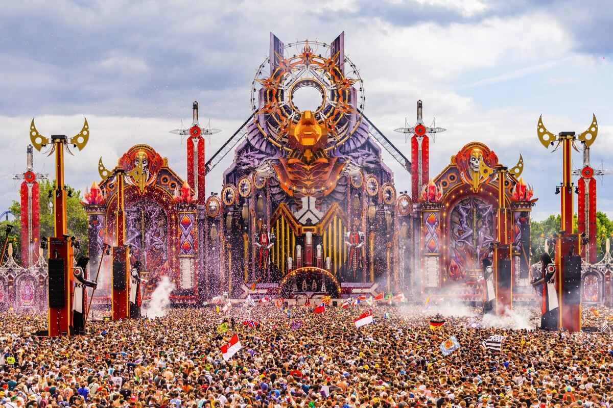 The main stage at Defqon.1, the Dutch hardstyle festival cut short by an extreme heatwave in June 2026