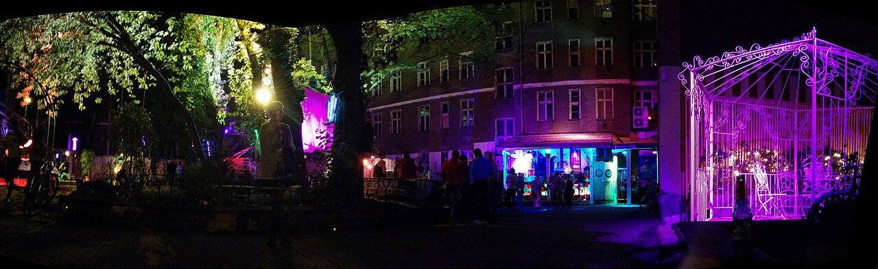 The courtyard at Wilde Renate, Berlin, with its own bar and garden seating