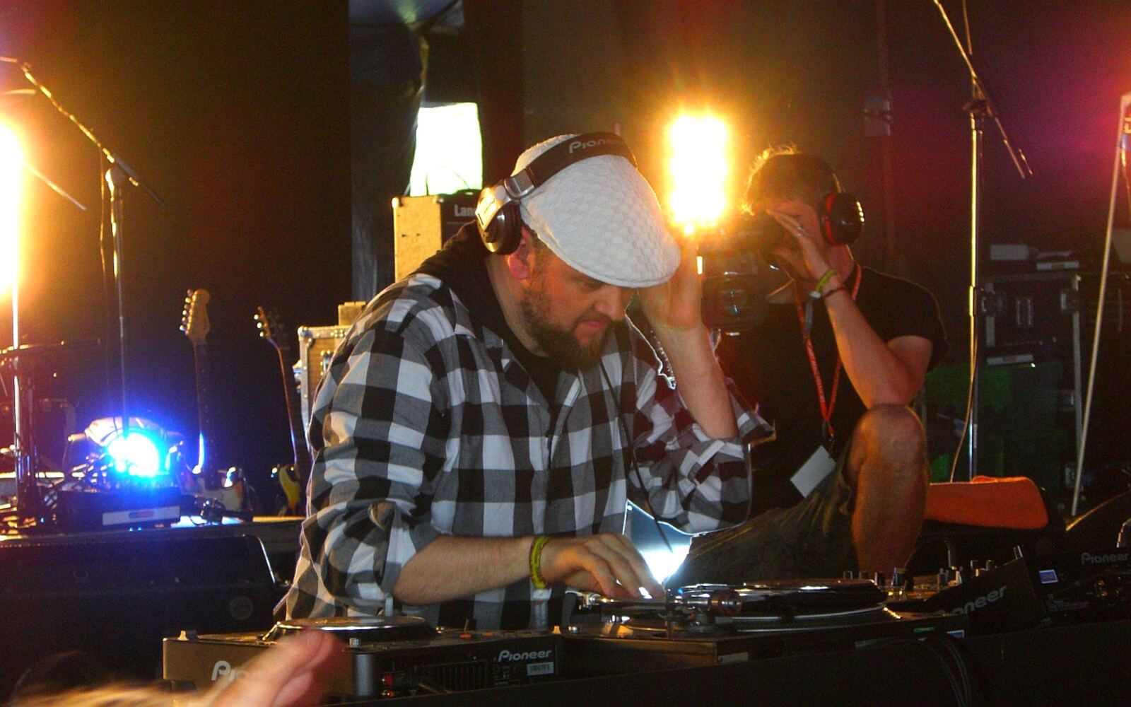 Tom Middleton DJing on Pioneer decks at Glastonbury Festival in June 2009